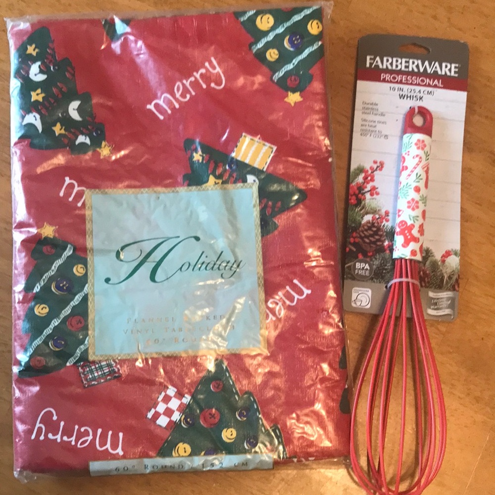 Christmas Whisk and Tablecloth bundle